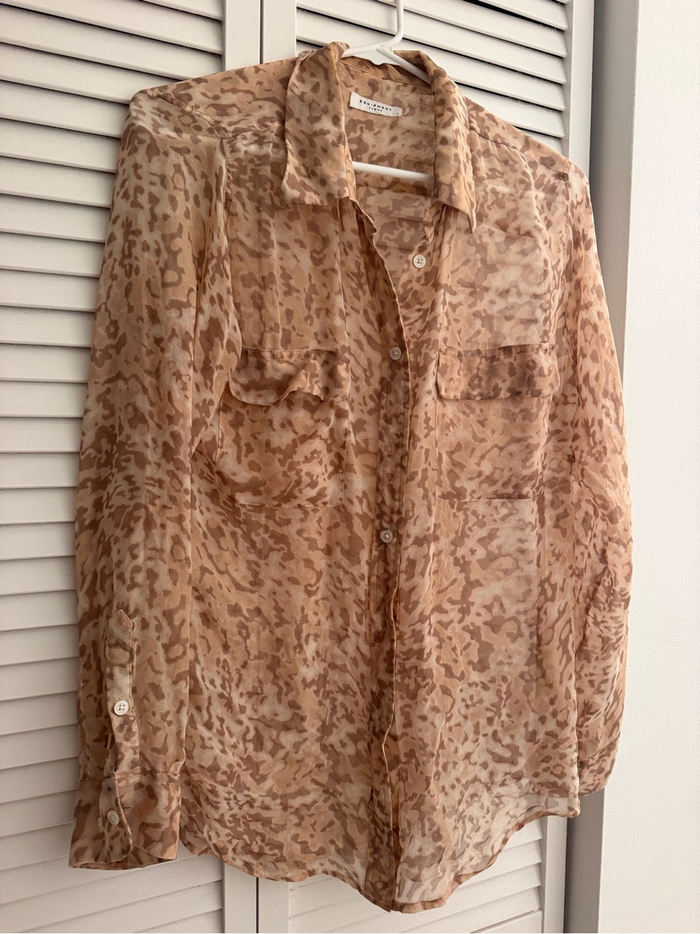 Equipment Femme Leopard Sheer Blouse, Large